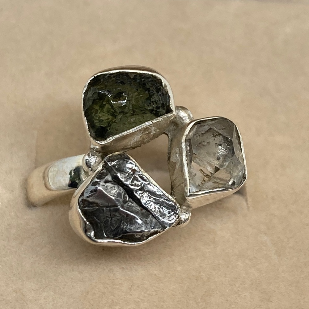 Real Czech Moldavite and Herkimer diamond